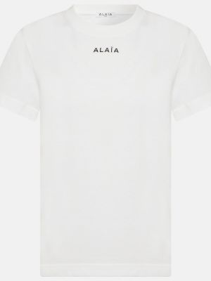 Camiseta de algodón de tela jersey Alaïa blanco