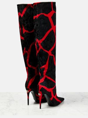 Stivali di gomma con stampa in tessuto jacquard Dolce&gabbana rosso