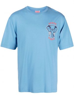 Koszulka bawełniana z nadrukiem Kenzo niebieska