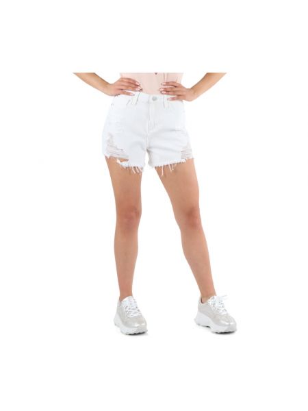 Pantalones cortos vaqueros desgastados con bolsillos Guess blanco