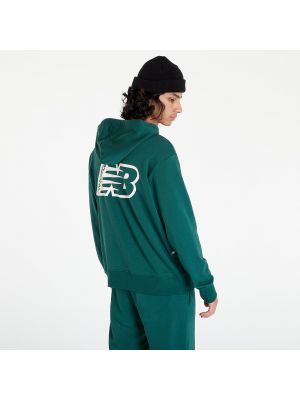 Fleece φούτερ με κουκούλα New Balance πράσινο