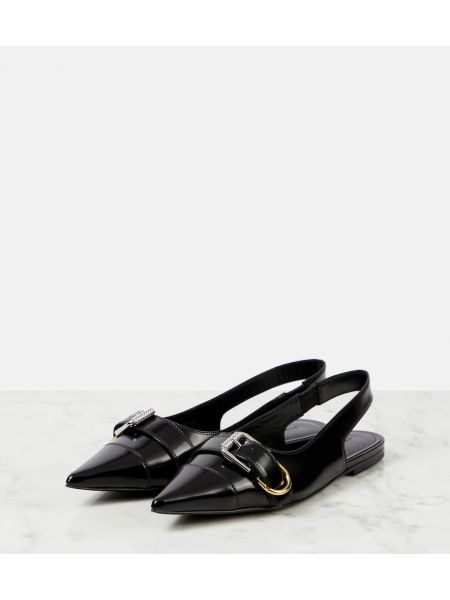 Nyitott sarkú bőr balerina cipők Givenchy fekete