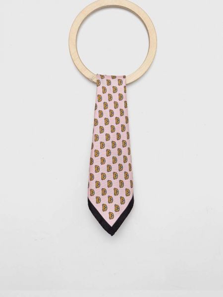 Карирана копринена вратовръзка Moschino розово