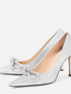 Pantofi cu toc cu funde de cristal Mach & Mach argintiu