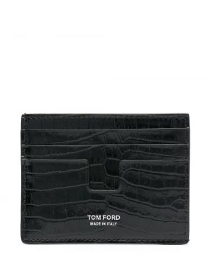 Usnjena denarnica s potiskom Tom Ford črna
