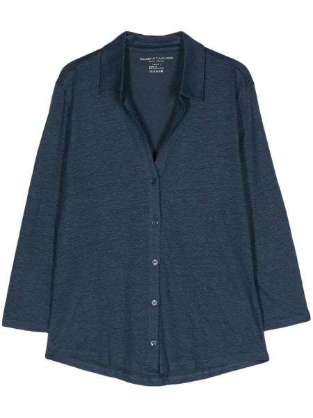 Cardigan en jersey Majestic Filatures bleu