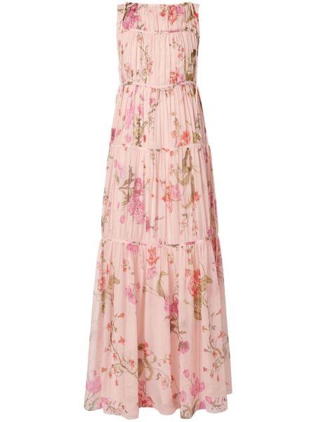 Вечерна рокля на цветя с принт Erdem розово