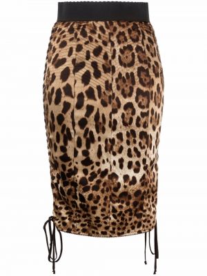 Falda de tubo ajustada leopardo Dolce & Gabbana marrón