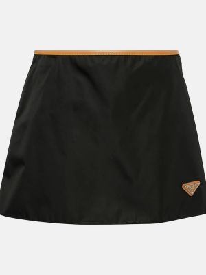 Nylonowa mini spódniczka Prada brązowa