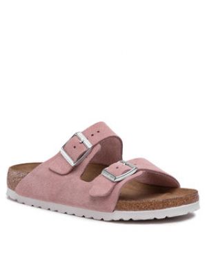 Kožené semišové šľapky Birkenstock - ružová