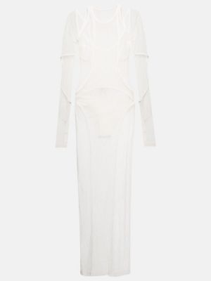 Прозрачна миди рокля с дантела Dion Lee бяло