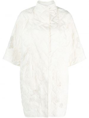 Pérový čipkovaný kvetinový kabát Ermanno Scervino biela