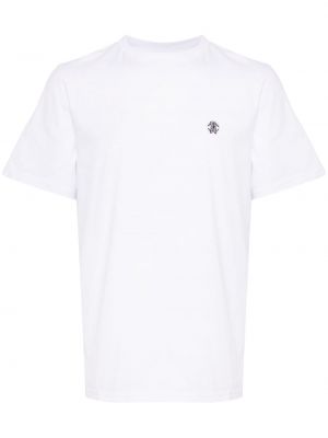 Памучна тениска бродирана Roberto Cavalli бяло