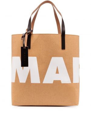 Τσάντα shopper με σχέδιο Marni καφέ