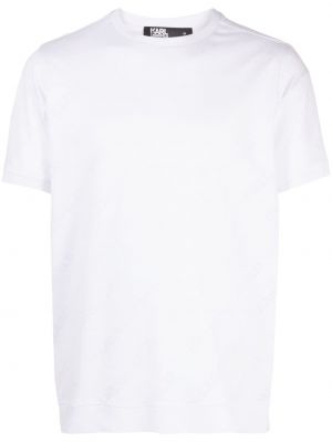 Bombažna majica s potiskom Karl Lagerfeld bela