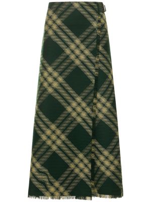 Kockovaná dlhá sukňa Burberry zelená