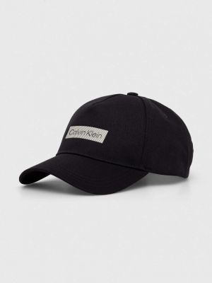 Haftowana czapka z daszkiem bawełniana Calvin Klein czarna