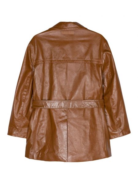 Kožený kabát Marni hnědý