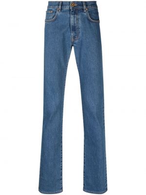 Siuvinėtos skinny fit džinsai slim fit Versace mėlyna
