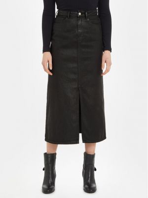 Priliehavá džínsová sukňa Tommy Hilfiger čierna