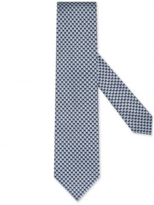 Μεταξωτή γραβάτα ζακάρ Zegna μπλε