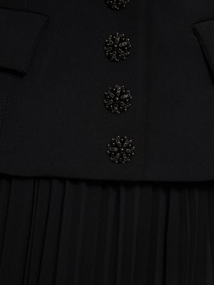 Rochie midi din șifon plisată Self-portrait negru