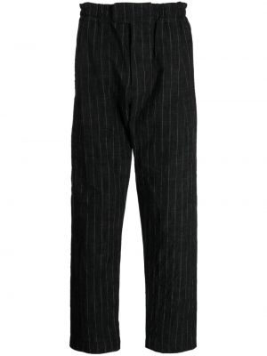 Czarne proste spodnie w paski z nadrukiem Toogood