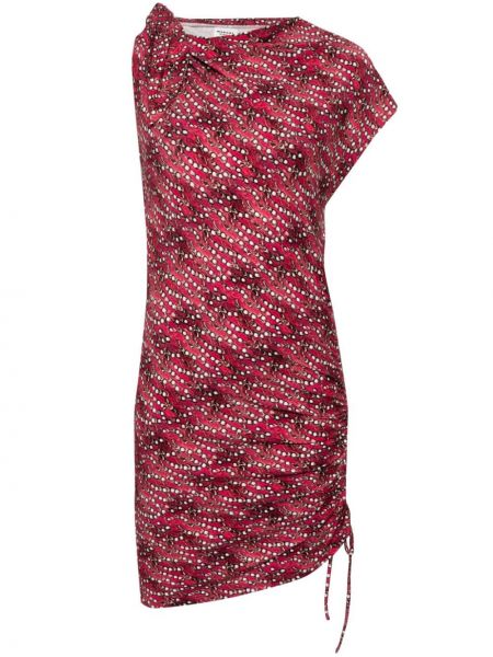 Asimetrična mini obleka s potiskom z abstraktnimi vzorci Marant Etoile rdeča