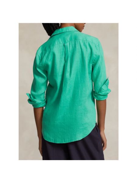 Lniana koszula klasyczna Ralph Lauren zielona