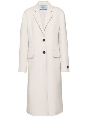 Μάλλινο παλτό Prada λευκό