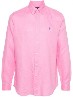 Košulja s vezom s vezom s gumbima Polo Ralph Lauren ružičasta