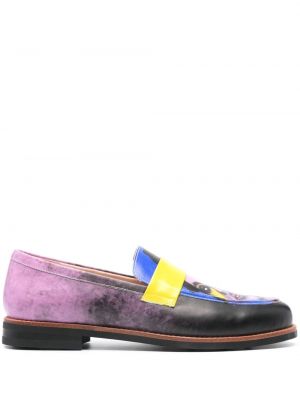 Kožené loafersy s potlačou Kidsuper fialová