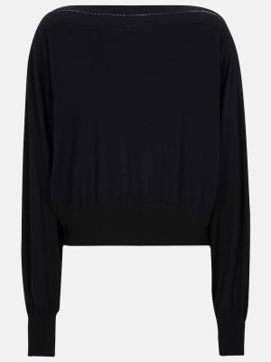 Volneni pulover Alaia črna