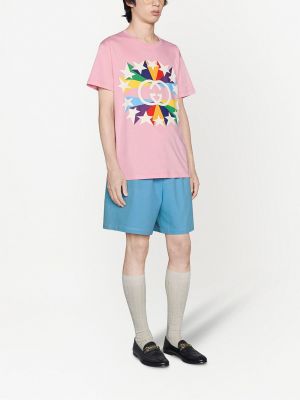 Camiseta con estampado de estrellas Gucci rosa