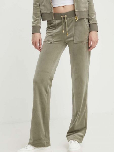 Welurowe spodnie sportowe Juicy Couture zielone