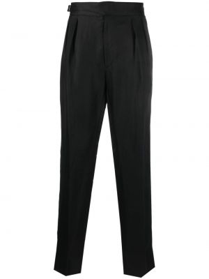Pliszírozott csatos egyenes szárú nadrág Ralph Lauren Collection fekete