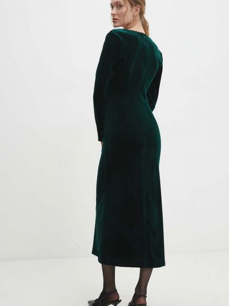 Velurové dlouhé šaty Answear Lab zelené