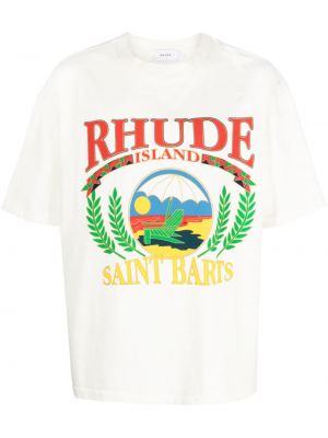 Βαμβακερή μπλούζα με σχέδιο Rhude λευκό