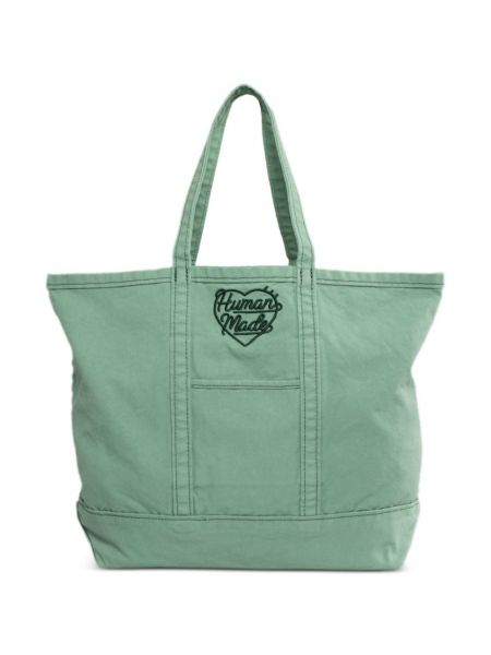 Βαμβακερή τσάντα shopper Human Made πράσινο