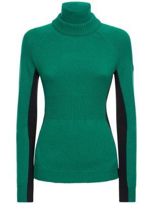 Top di lana in maglia con collo alto Moncler Grenoble verde