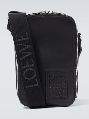 Czarna torba na ramię skórzana z kieszeniami Loewe