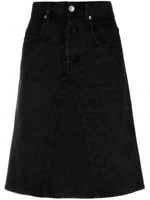 Klasické bavlněné džínová sukně s vysokým pasem Isabel Marant Etoile - černá