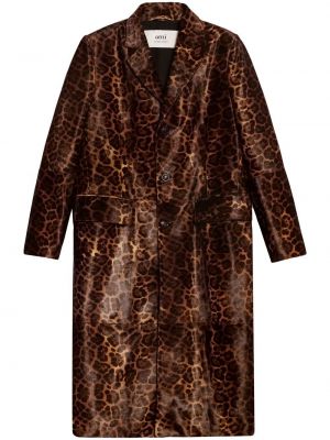 Raštuotas paltas su sagomis leopardinis Ami Paris ruda