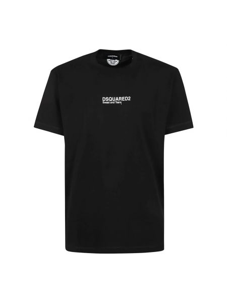 Koszulka bawełniana z nadrukiem z dżerseju Dsquared2 czarna