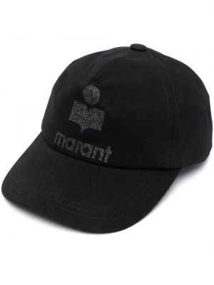 Haftowana czapka z daszkiem Isabel Marant czarna