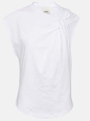 Βαμβακερή μπλούζα από ζέρσεϋ Isabel Marant λευκό