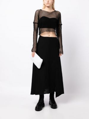Długa spódnica bawełniana asymetryczna Yohji Yamamoto czarna