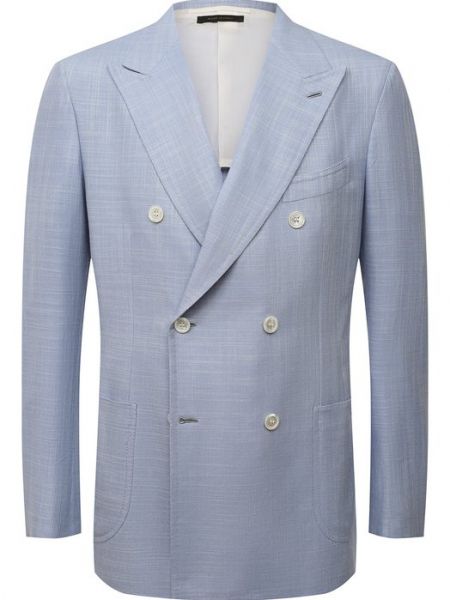 Кашемировый шелковый пиджак Brioni голубой