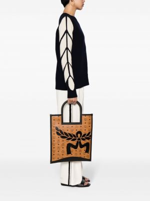 Leder shopper handtasche mit print Mcm