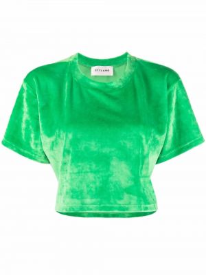 Бархатная укороченная футболка Styland, зеленый